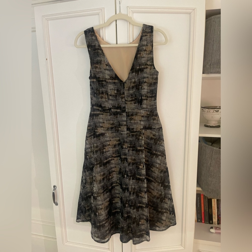 BCBGMaxAzria Black and Gray Midi Dress